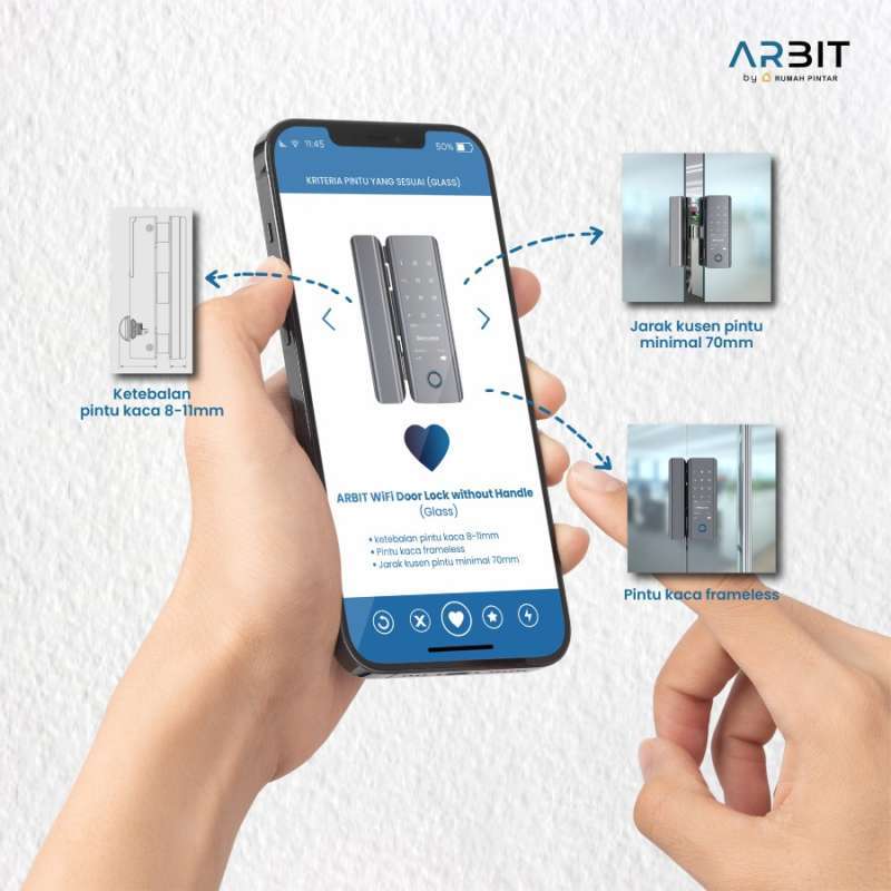 Promo Arbit Wifi Door Lock Without Handle Kunci Pintu Pintar Kaca Grey ...