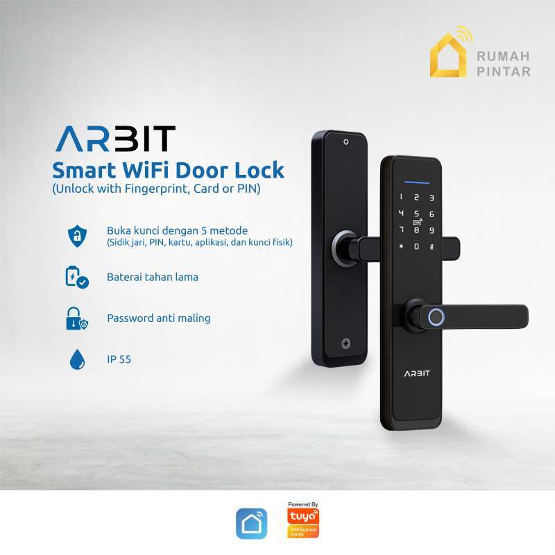 Promo Arbit Smart Wifi Door Lock With Fingerprint Card Pin Key