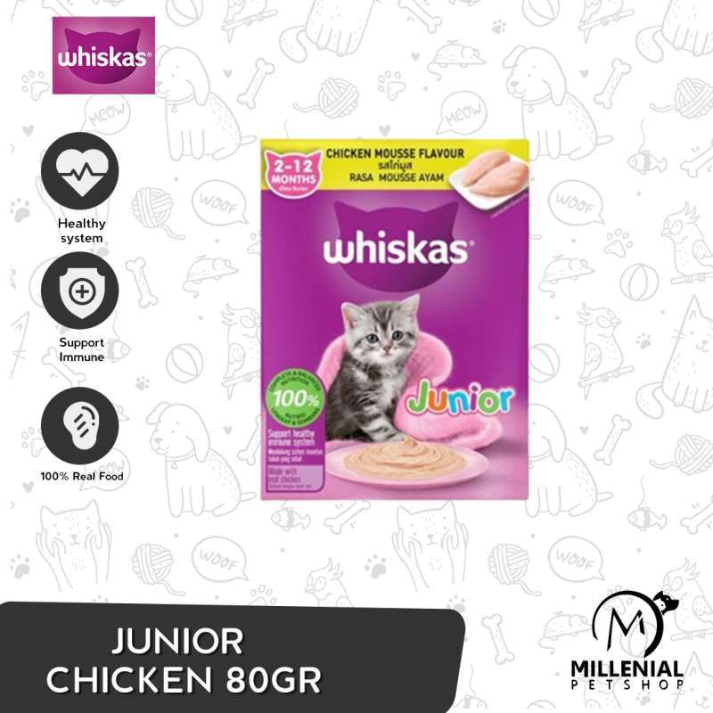 Makanan kucing whiskas junior pouch 85 gr all variant 85gr sachet