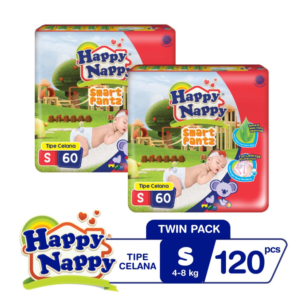 Promo Happy Nappy Smart Pants Popok Bayi S 60 Twinpack Diskon 29