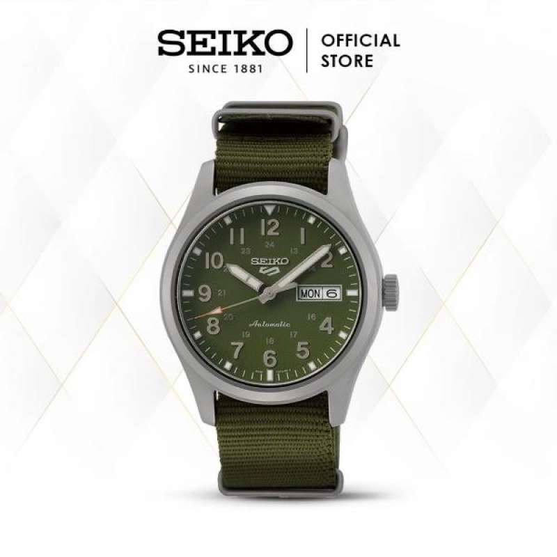 Jam Tangan Pria Seiko Sports Field Military Style Green Nylon SRPG33K1  Automatic Original