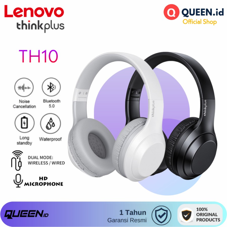 Promo Lenovo TH10 Headset Bluetooth 5.0 Wireless Wired Dual Mode Stereo