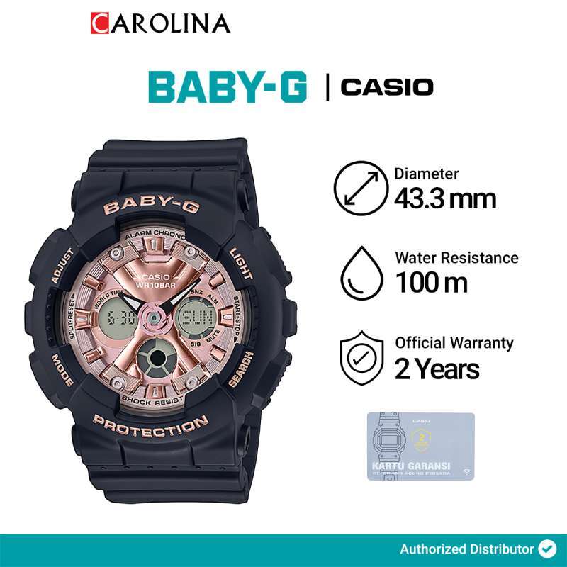 Jam Tangan Wanita Casio Baby-G BA-130-1A4 Pink Dial Black Rubber Band  Jakarta