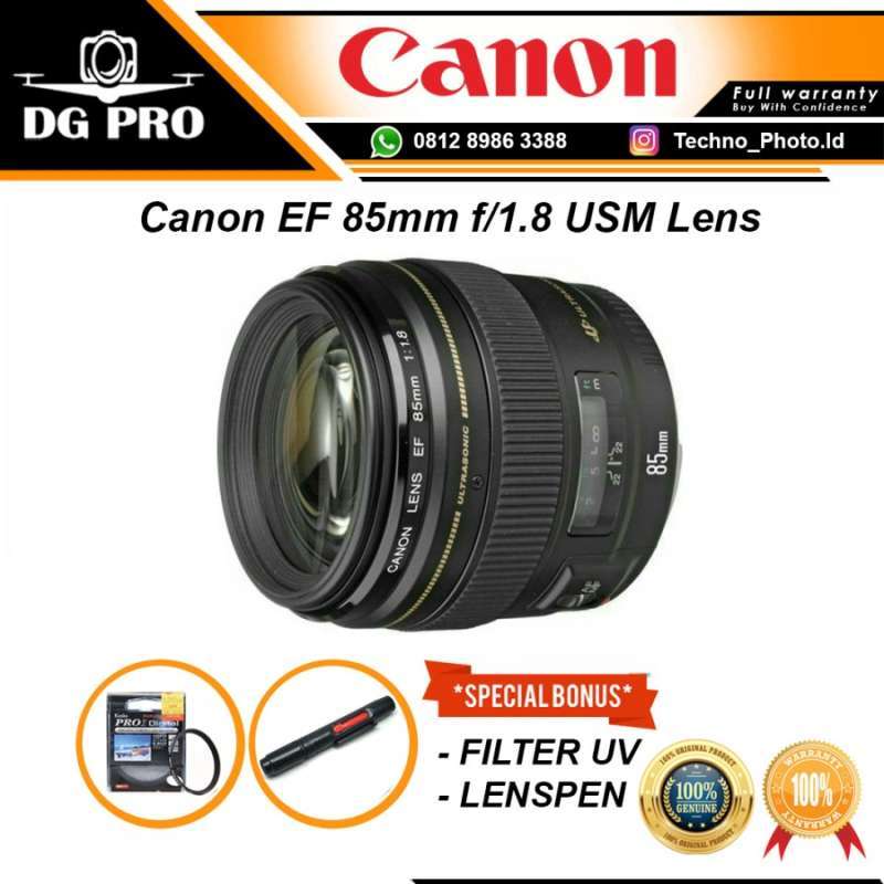 Lensa Canon EF 85mm USM Fix Lens Paket Bonus Original