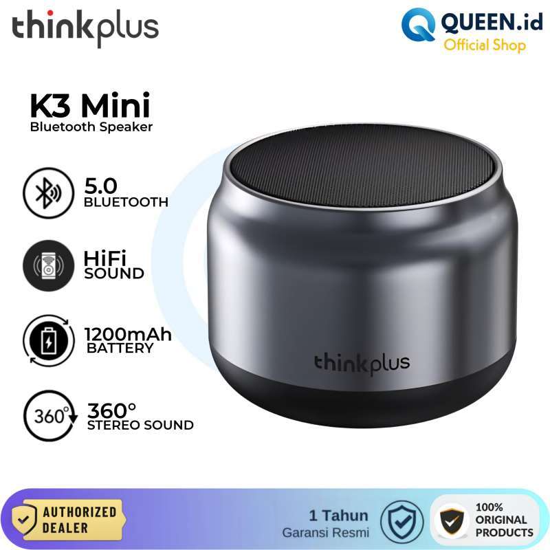 Lenovo K3 Mini Portable Bluetooth Speaker 5.0 dengan Suara HiFi Besar dan Fitur Mic, Tali Lanyard untuk Mudah Dibawa, Ideal untuk Pecinta Musik