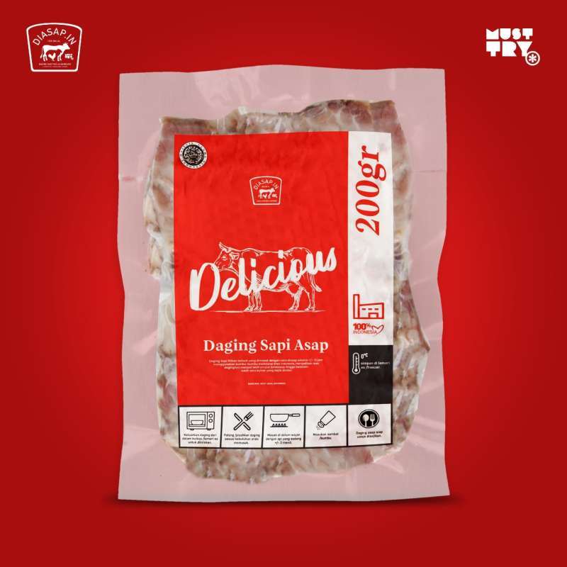 Promo Sei Sapi Frozen 200gr Diasapin Daging Sapi Asap + 1 Sambal Sachet ...