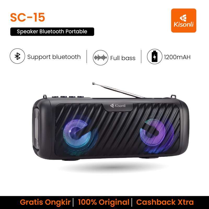 Promo Kisonli Speaker Bluetooth Portable Sc-15 Led Light Support Bt ...