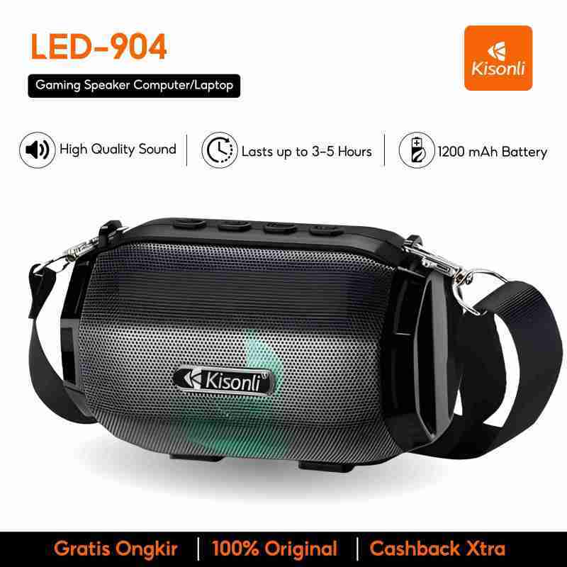 Promo Kisonli Speaker Mini Portable Bluetooth Led-904 Led Light Support ...
