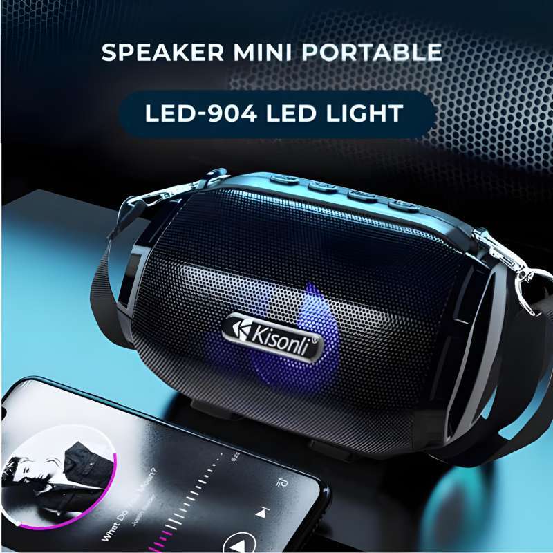 Promo Kisonli Speaker Mini Portable Bluetooth Led-904 Led Light Support ...