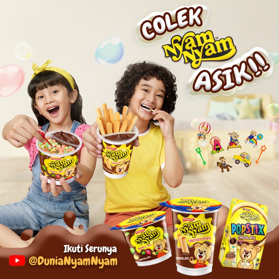 Promo Arnott's Nyam Nyam Fun Play Bubble Puff Chocolate ( Harga Per