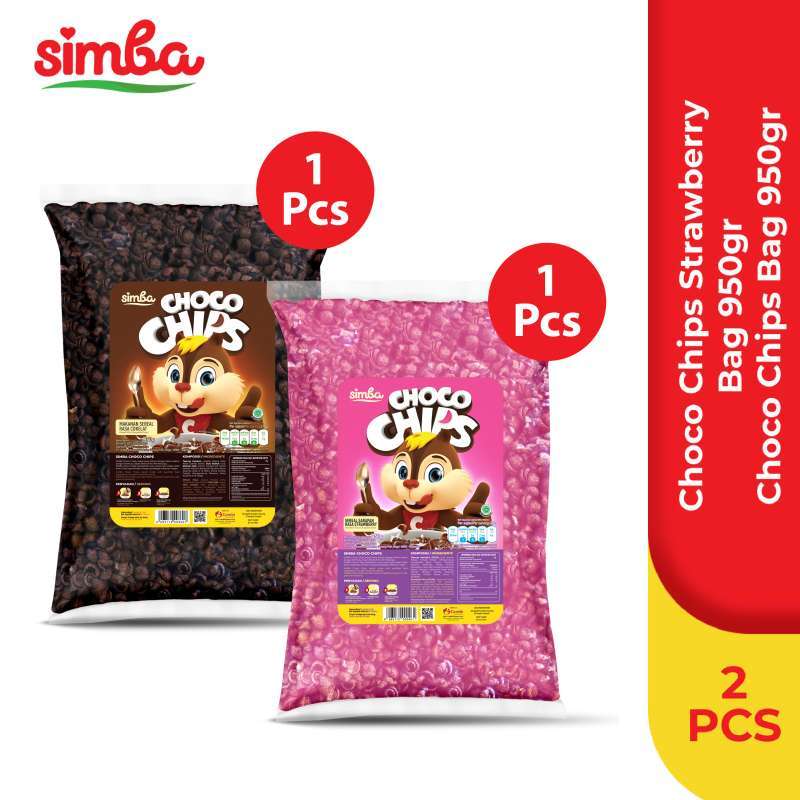 Jual 1 SIMBA Sereal Choco Chips Bag 1kg & 1 Choco Chips Bag Strawberi