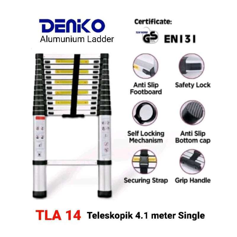 Tla Single Jual Tangga Teleskopik 4.1 Meter Alumunium Single Telescopic Ladder ...