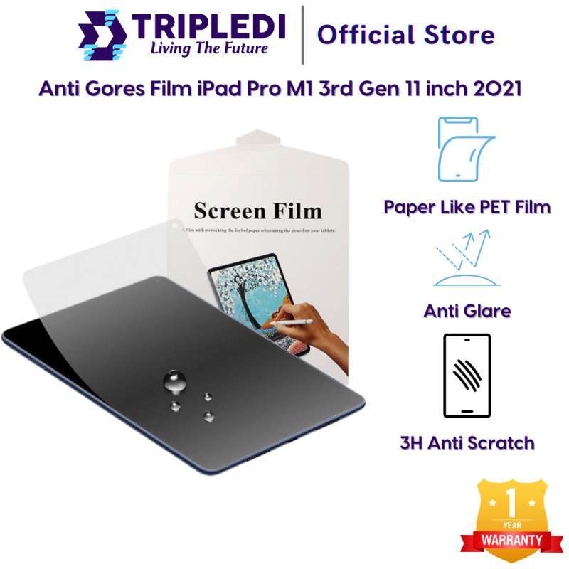 TRIPLEDI Anti Gores FIlm iPad Pro M1 11 inch Gen 3rd 2021 Paper Like PET  Matte Protector Screen Guard 3H Hardness Pelindung Layar Tablet Apple IOS