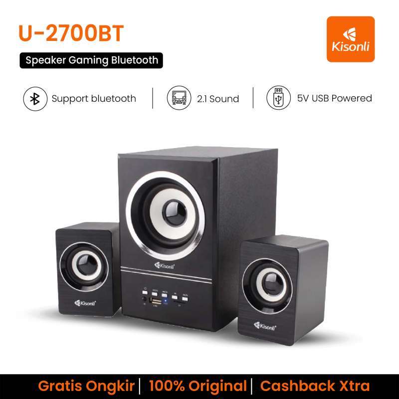 KISONLI Gaming Speaker Bluetooth untuk Laptop atau Komputer dengan Subwoofer dan Remote Control, 5V USB Powered, Ideal untuk Pemakaian Desktop