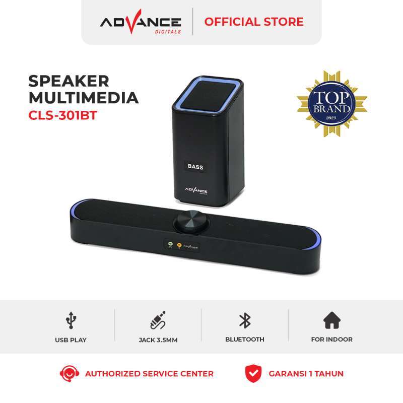 Advance CLS-301BT Soundbar Multimedia Speaker Bluetooth, Enhanced Bass, USB Power, LED Display. Perfect for TV, Laptop, and Smartphone Use