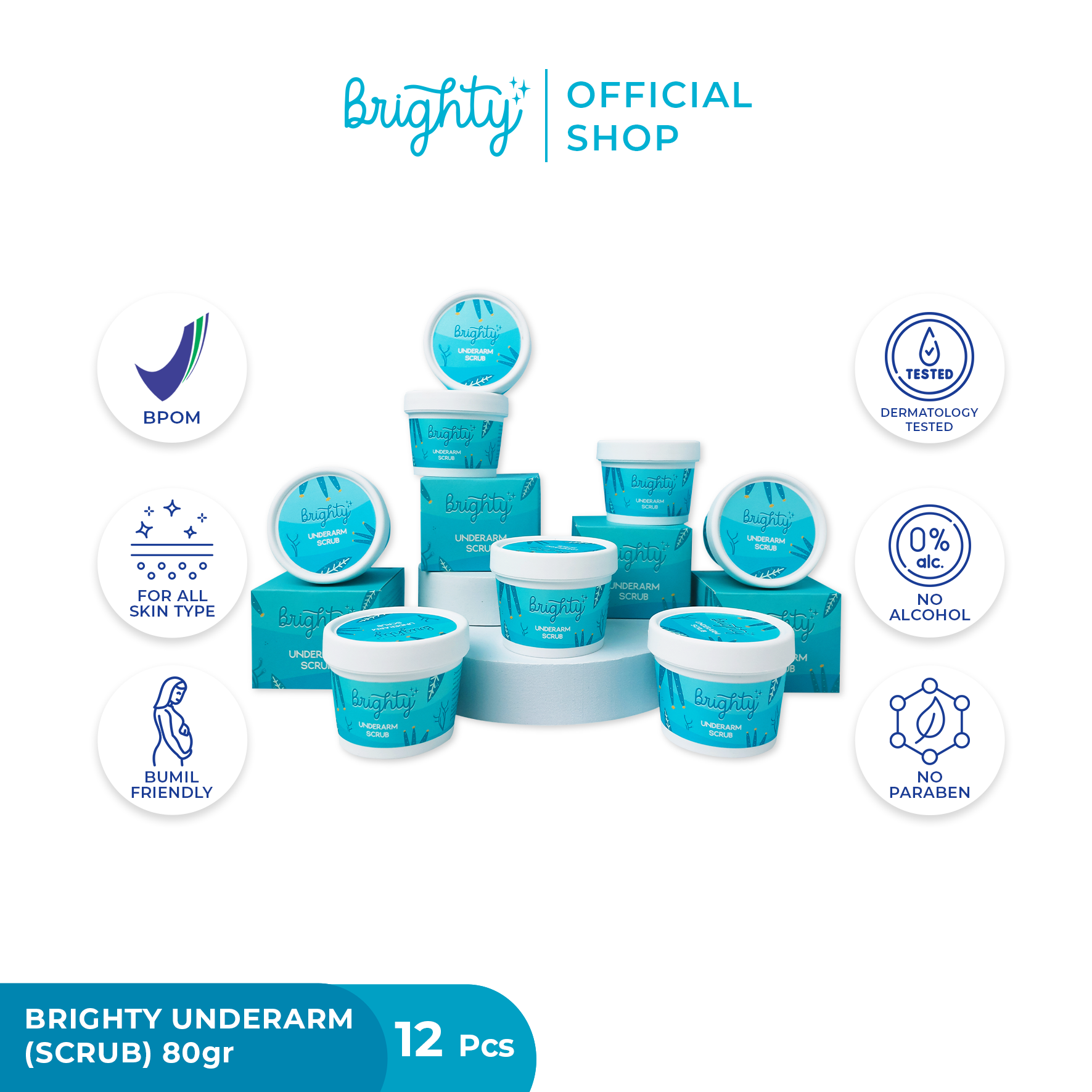 Promo [SCRUB PACKAGE] Brighty Underarm Scrub 12 pcs Diskon 5 di Seller