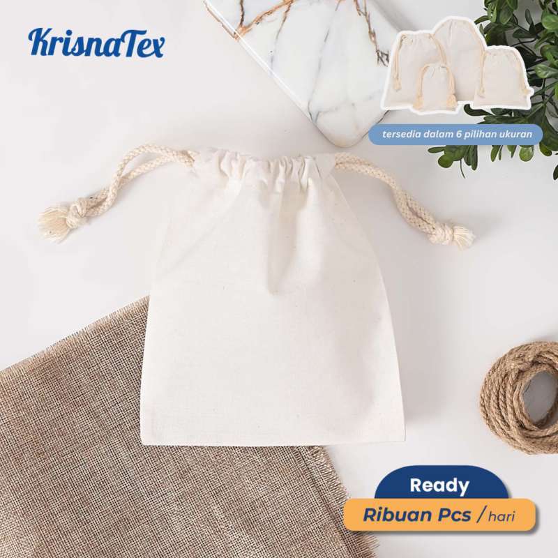 Jual Krisnatex Pouch Serut Blacu Polos Kantong Travel Organizer