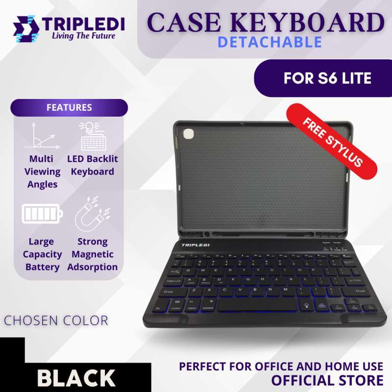 TRIPLEDI Case Samsung Galaxy Tab S6 Lite P610 P615 2020 Keyboard  Backlit LED Wireless Bluetooth Flip Casing Leather Book Cover Folio Free  Stylus