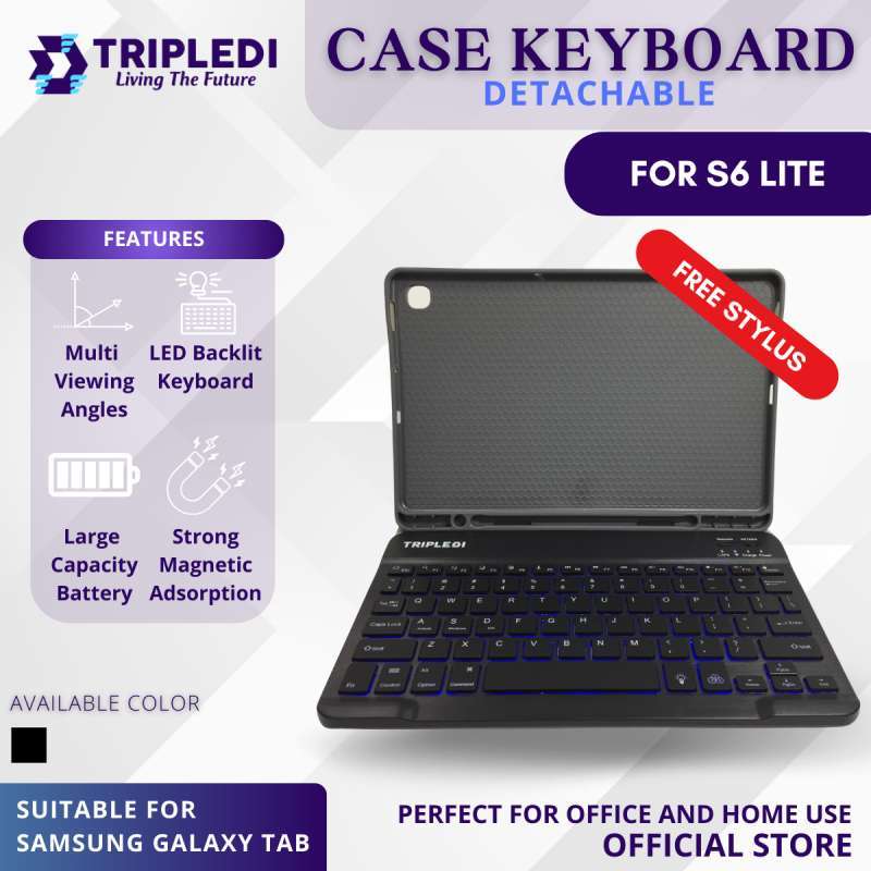 TRIPLEDI Case Samsung Galaxy Tab S6 Lite P610 P615 2020 Keyboard  Backlit LED Wireless Bluetooth Flip Casing Leather Book Cover Folio Free  Stylus