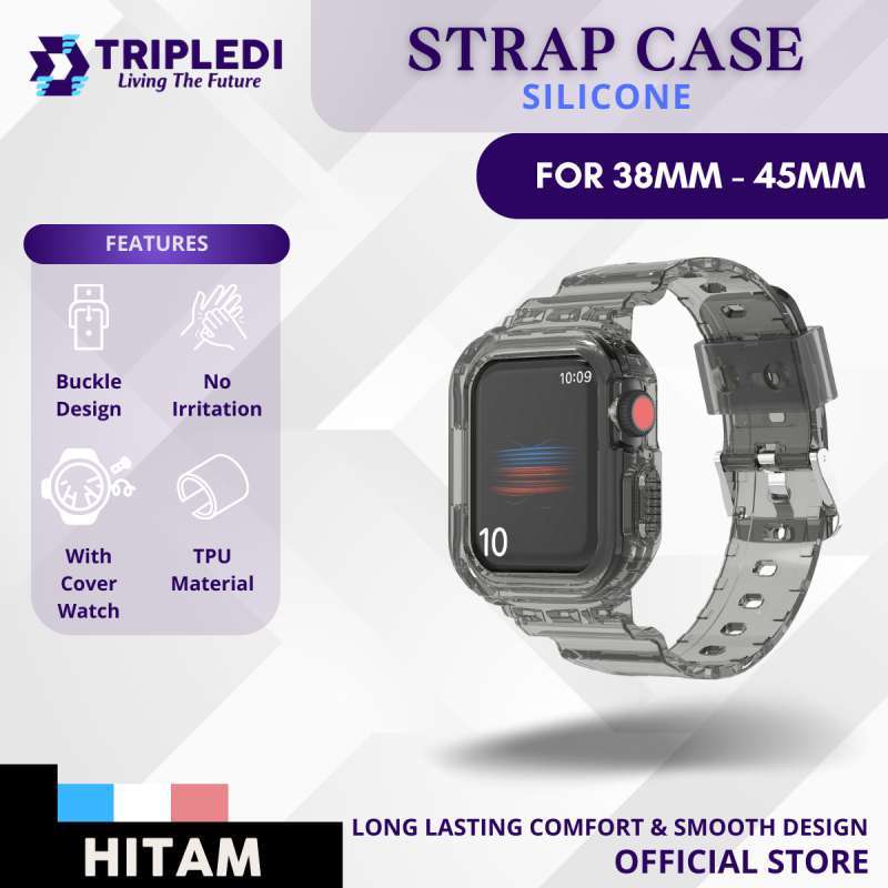 TRIPLEDI Strap Case Silicone Apple Watch 38mm 40mm 41mm Tali Pengganti  Silikon Cover iWatch Series SE Smartwatch IOS Band Jam  Tangan