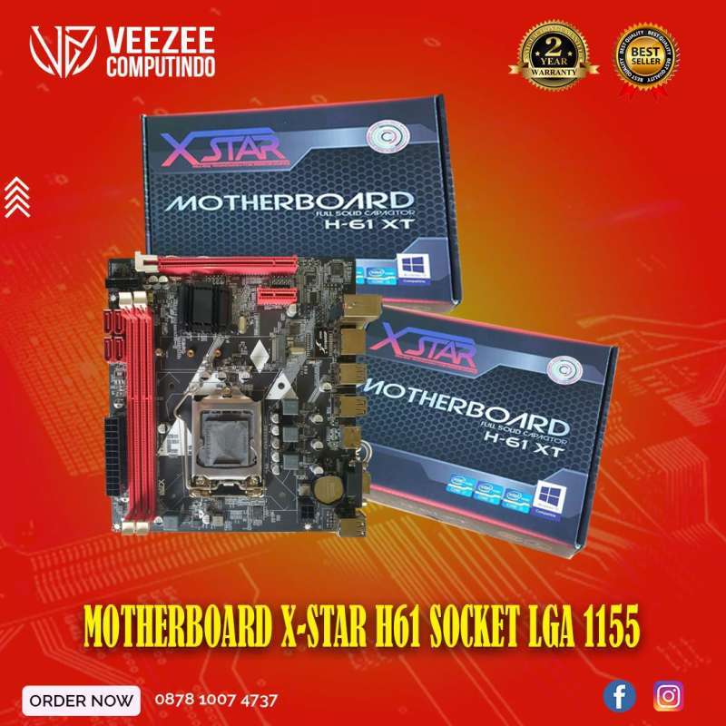 Promo Motherboard X-star H61 Nvme 100% Full Solid Kapasitor Tahan