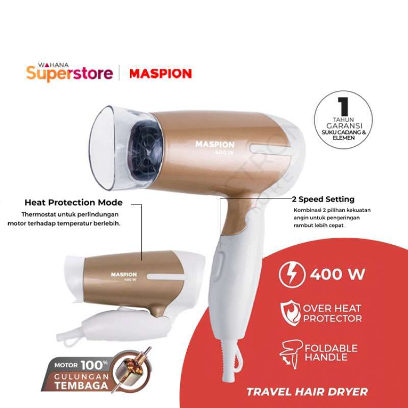 Jual Maspion Hair Dryer Lipat 400 Watt Mhd103wg Gold Di Seller