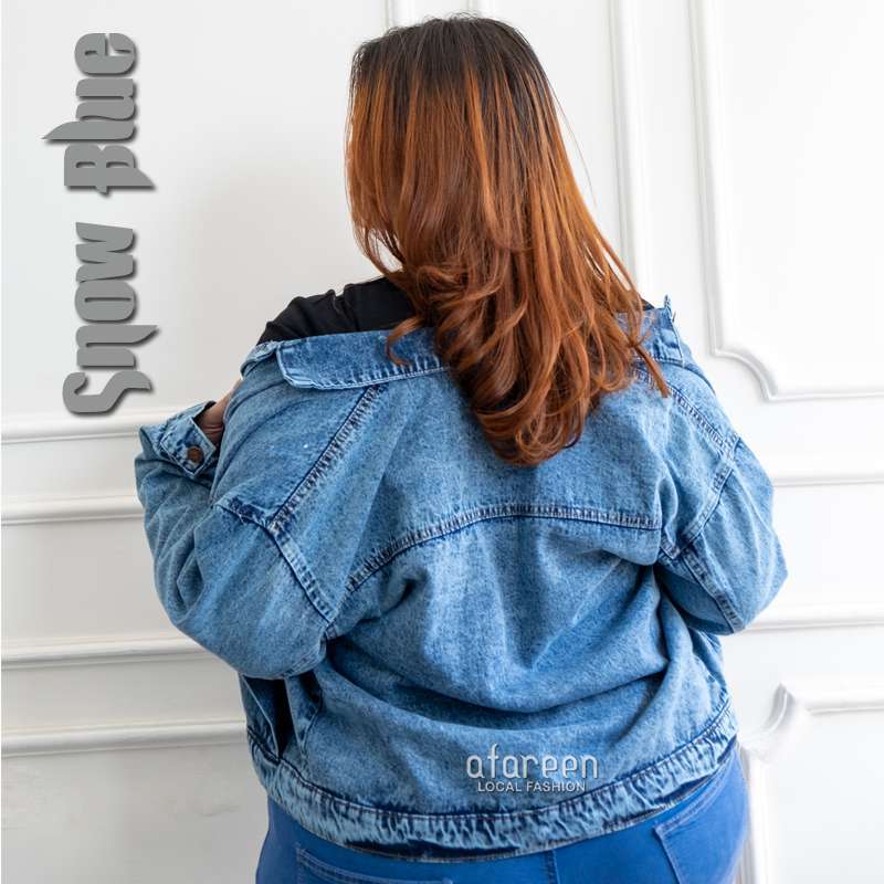 Jual Crop Oversize Jeans Wanita Jaket Jeans Premium Quality Snow