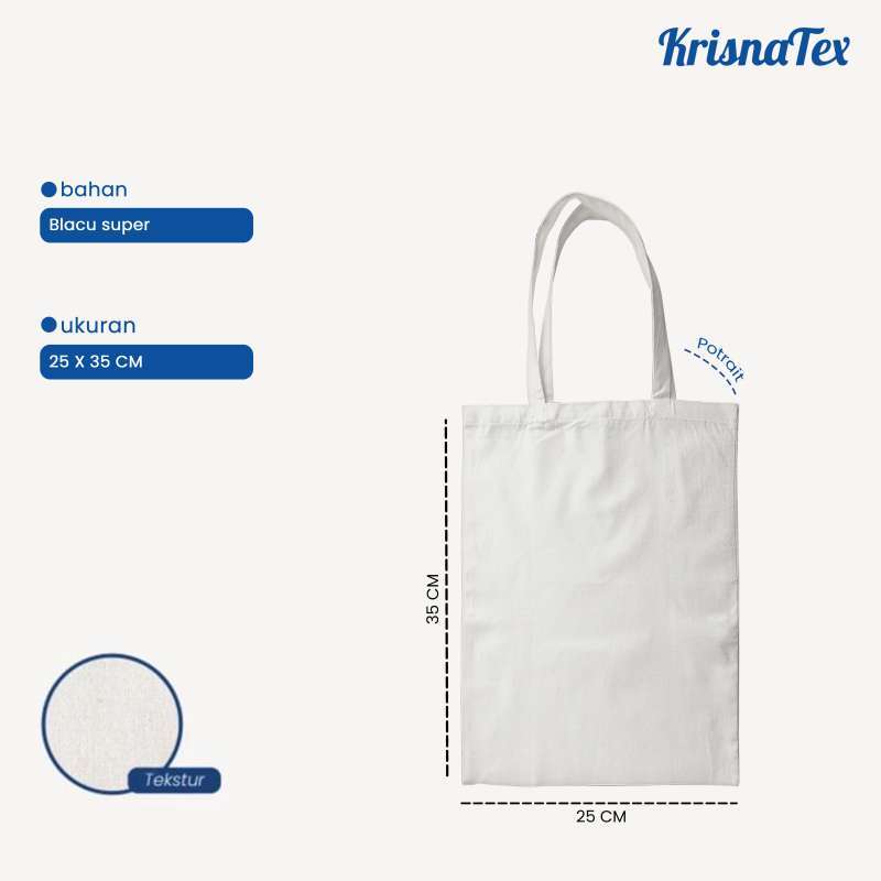 KRISNATEX Tote Bag Blacu Polos Tas Belanja Goodie Bag Shopping Totebag Calico