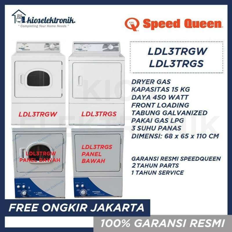 Jual Dryer Gas Speed Queen 15 Kg Ldl3trgw Ldl3trgs Panel Bawah