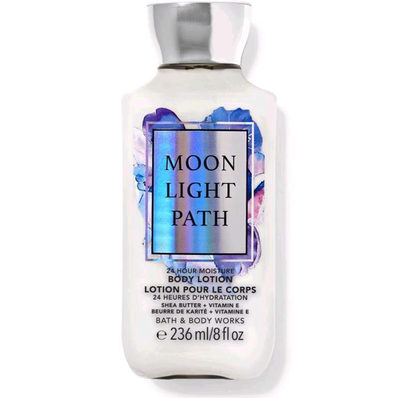 BATH AND BODY WORKS BBW MOON LIGHT PATH 24 HOUR MOISTURE SHEA BUTTER  VITAMIN E FULLSIZE BODY LOTION 236 ML PELEMBAB KULIT