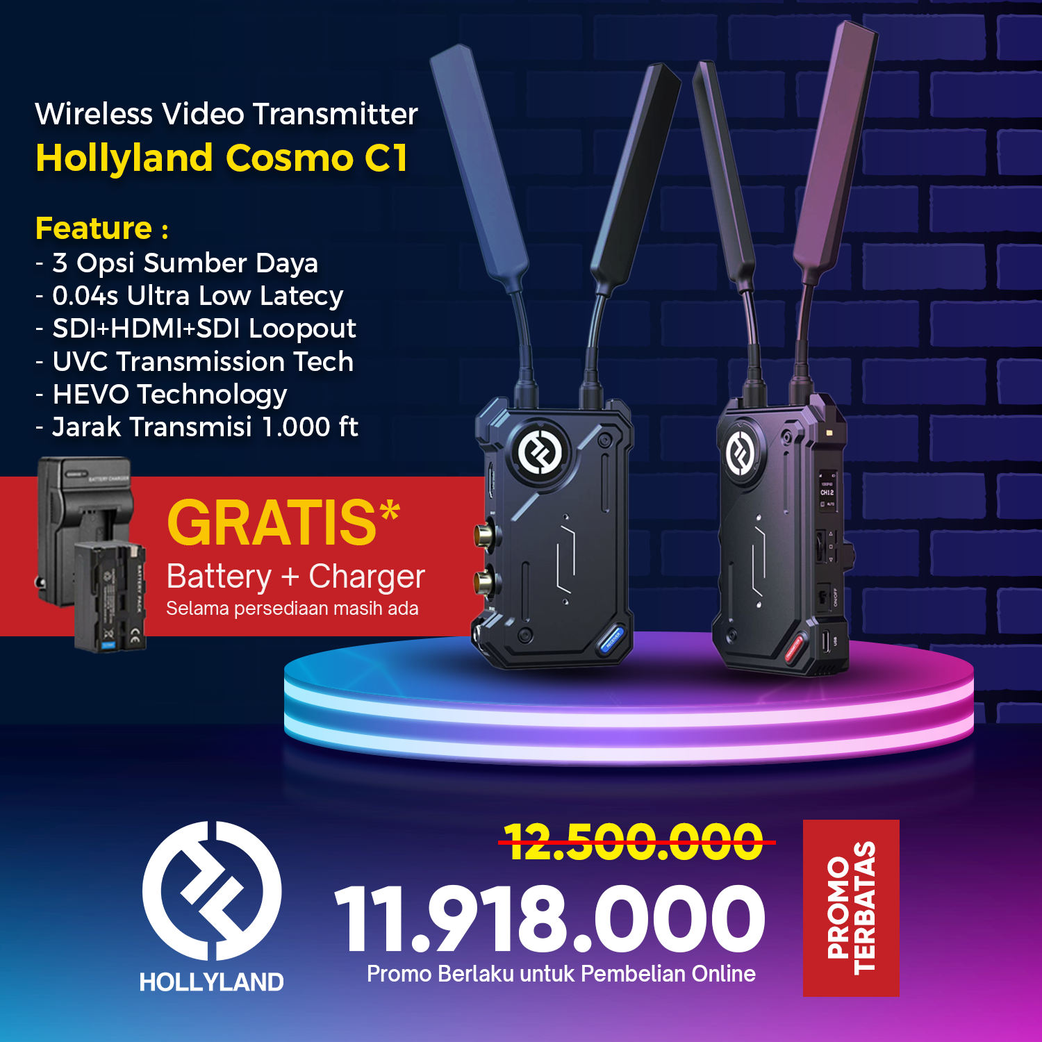 Promo Hollyland Cosmo C1 SDI/HDMI Wireless Video Transmission System