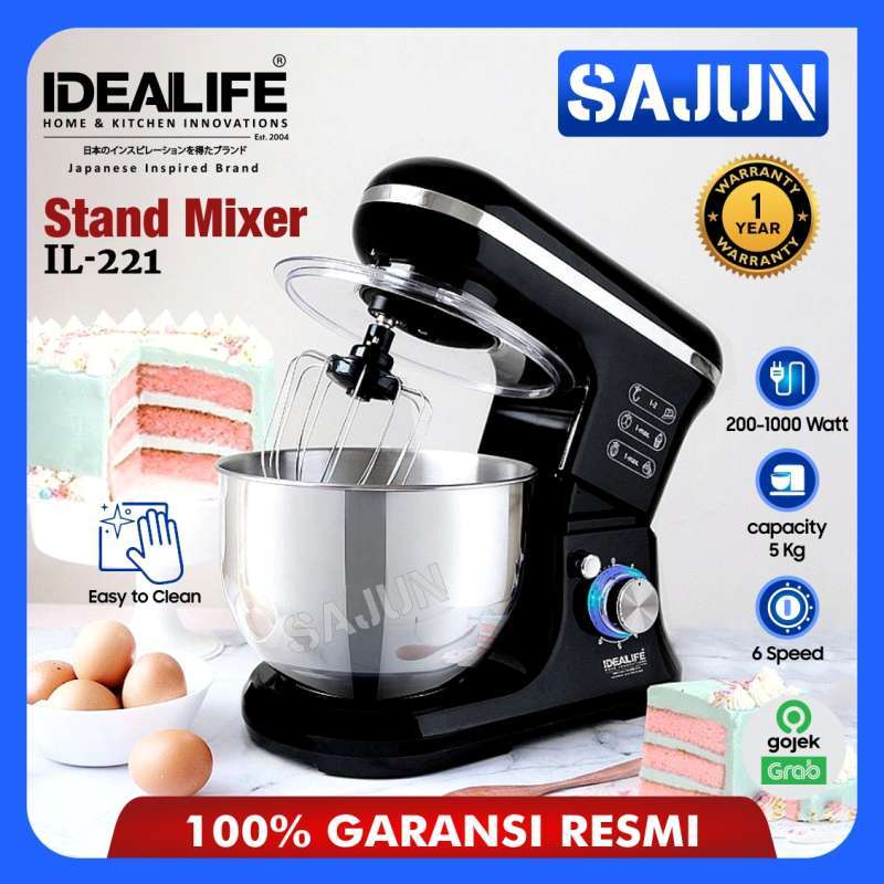 Jual IDEALIFE Professional Stand Mixer IL221 Mixer Berdiri Multi Speed HItam di Seller Sajun
