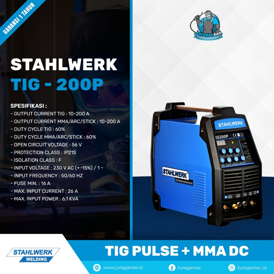 Jual Stahlwerk TIG-200 P Mesin Las Argon DC Pulse di Seller Juragan Las - Juragan Las | Blibli