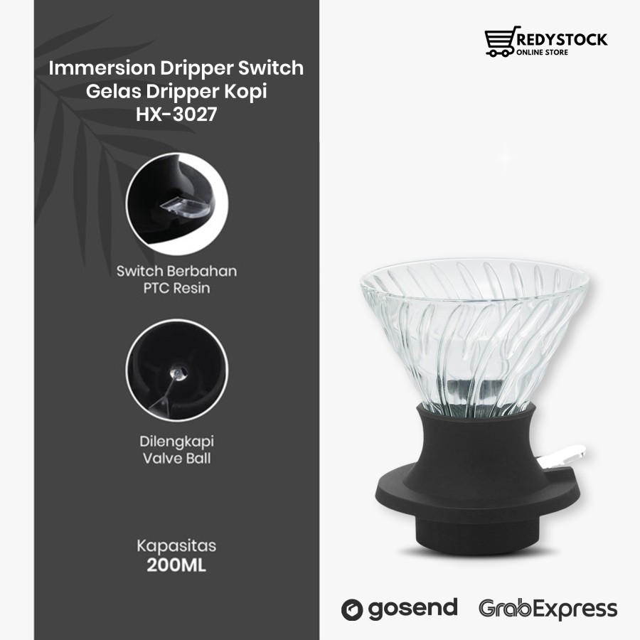 Promo IMMERSION DRIPPER SWITCH 200ML V60 GLASS CLEVER DRIP KOPI YRP