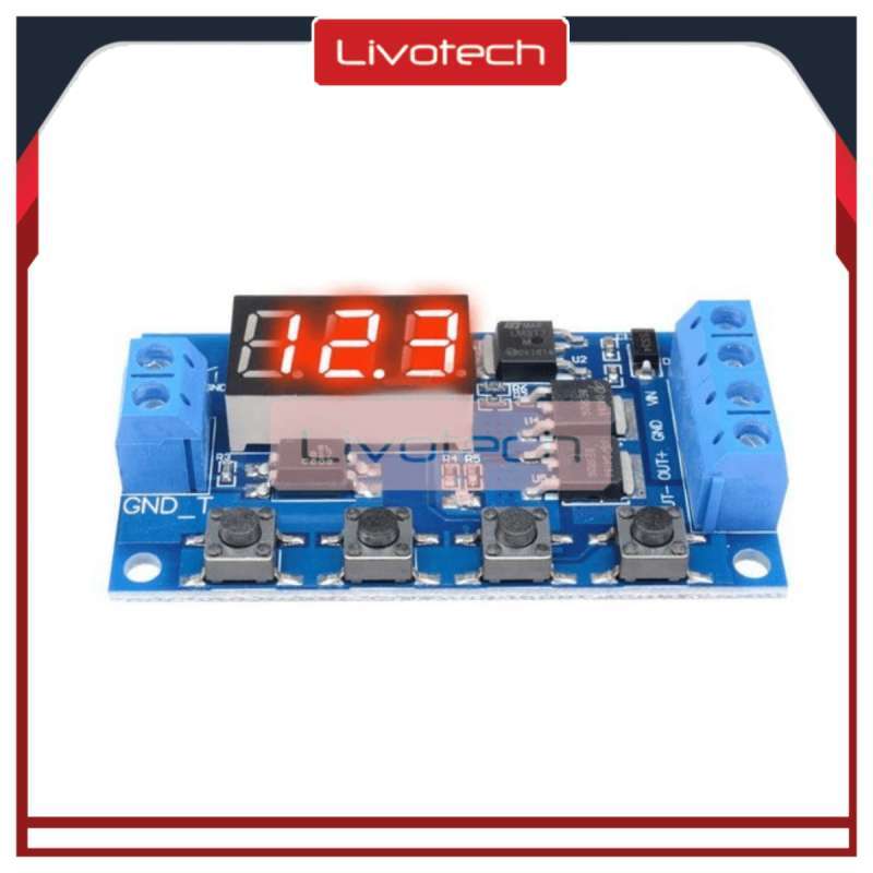 Jual Timer Delay Trigger Relay Time Digital Cycle On Off DC 12 24v Dual ...