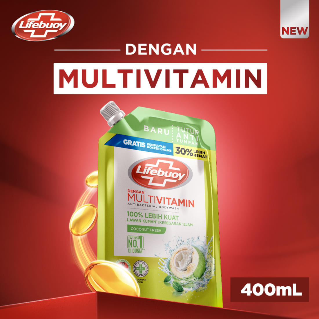 Promo Lifebuoy Fresh Coconut Water & Mint Body Wash [400mL] Diskon 6