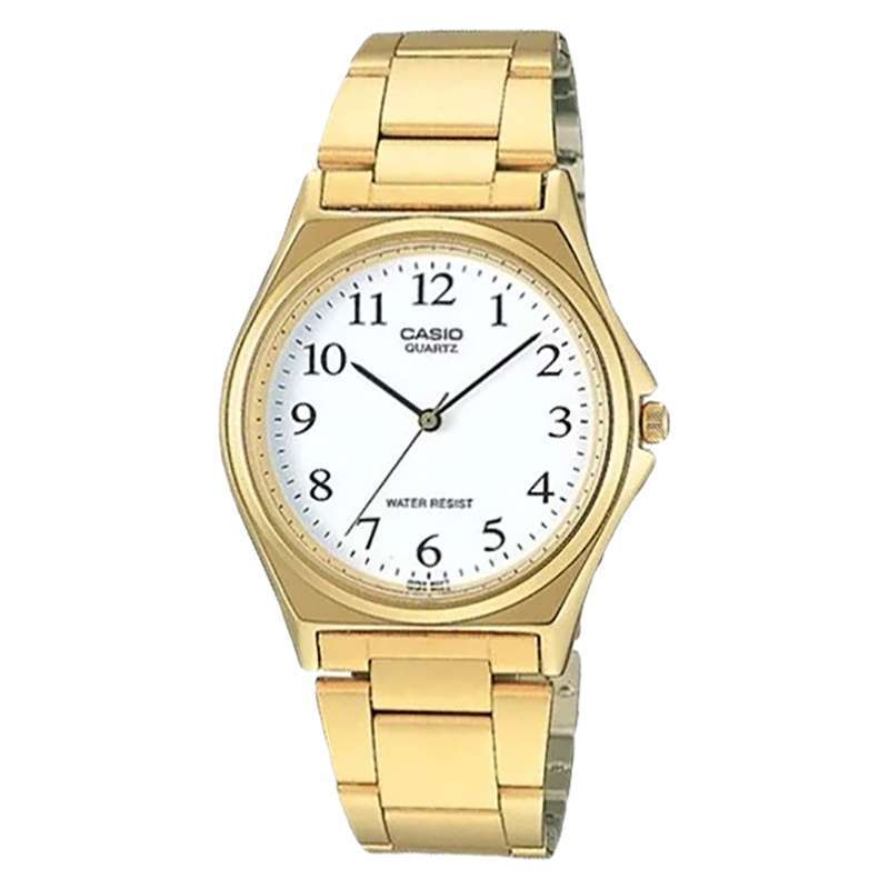 Jam Tangan Wanita Casio General LTP-1130N-7BRDF Ladies Analog White Dial  Gold Stainless Steel Band