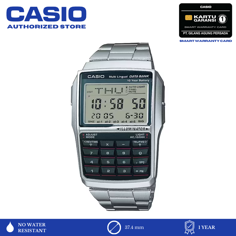 Promo CASIO Data Bank DBC 32D 1AVDF Stainless Jam Tangan Unisex