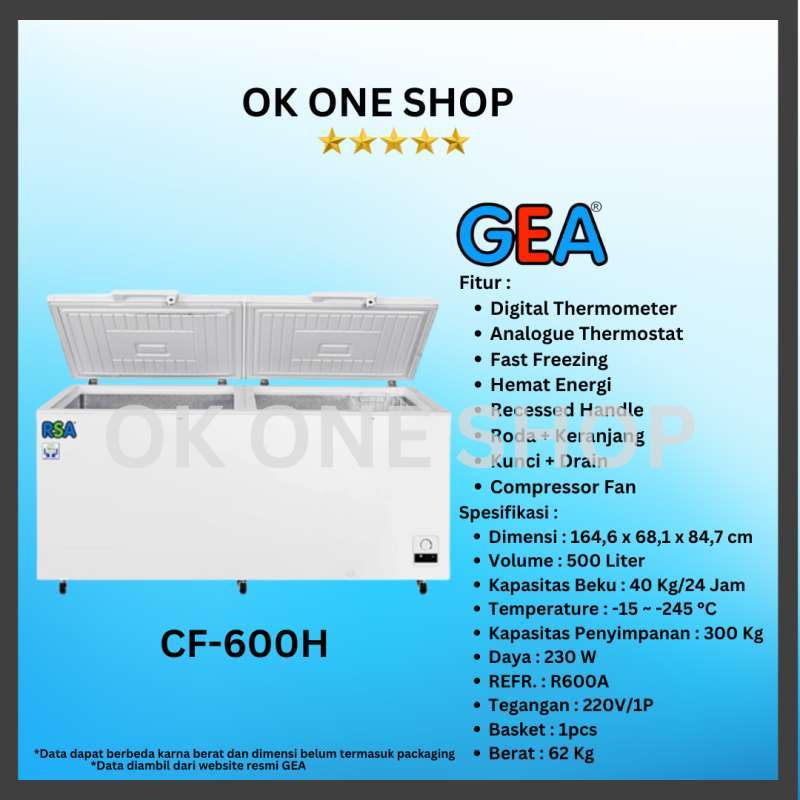 Jual Rsa Chest Freezer Cf 600 H | Freezer Box Cf-600h | Box Pembeku ...