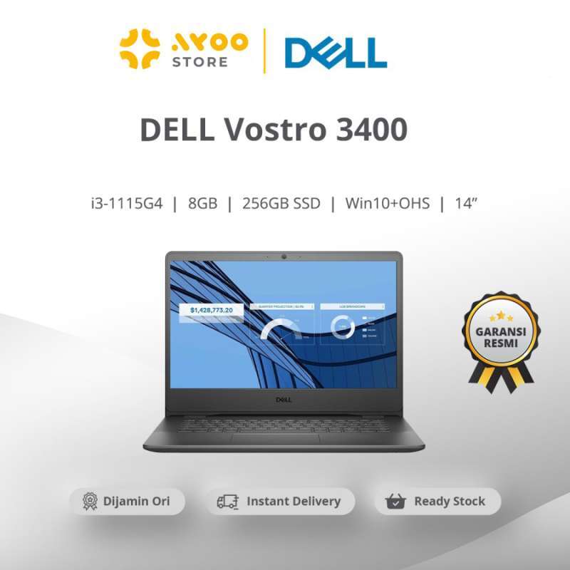 Jual Dell Vostro 3400 (i3-1115g4 /4gb /1tb /win10+ohs/uma/1year/14