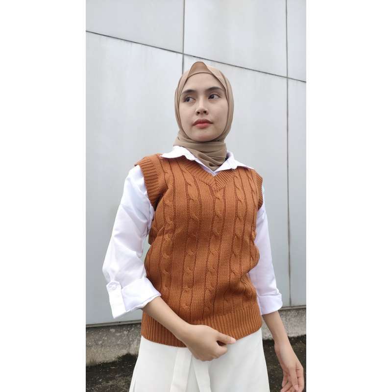 Jual Rompi Cable Knit Rompi Rajut Kepang Rompi Rajut Wanita