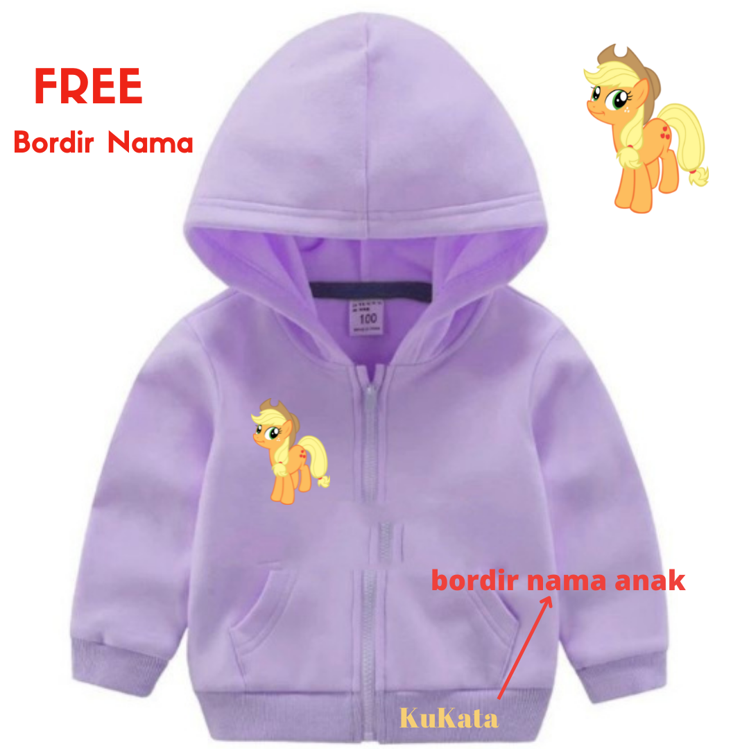 JAKET HOODIE SWEATER ANAK PEREMPUAN 1 10 TAHUN CUSTOM FREE BORDIR NAMA LITTLE PONY