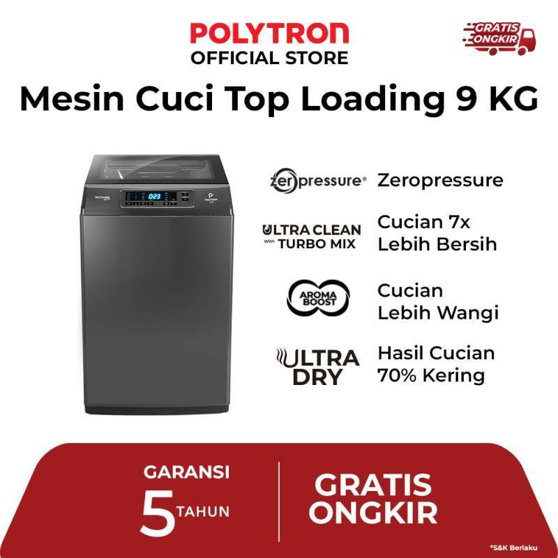 Promo Polytron Zeromatic Laguna Automatic Washing Machine 9kg Paw 9028y ...