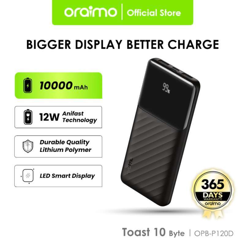 Jual Oraimo Powerbank 10000mAH Toast 10 Byte Dual Fast Charging OPB ...