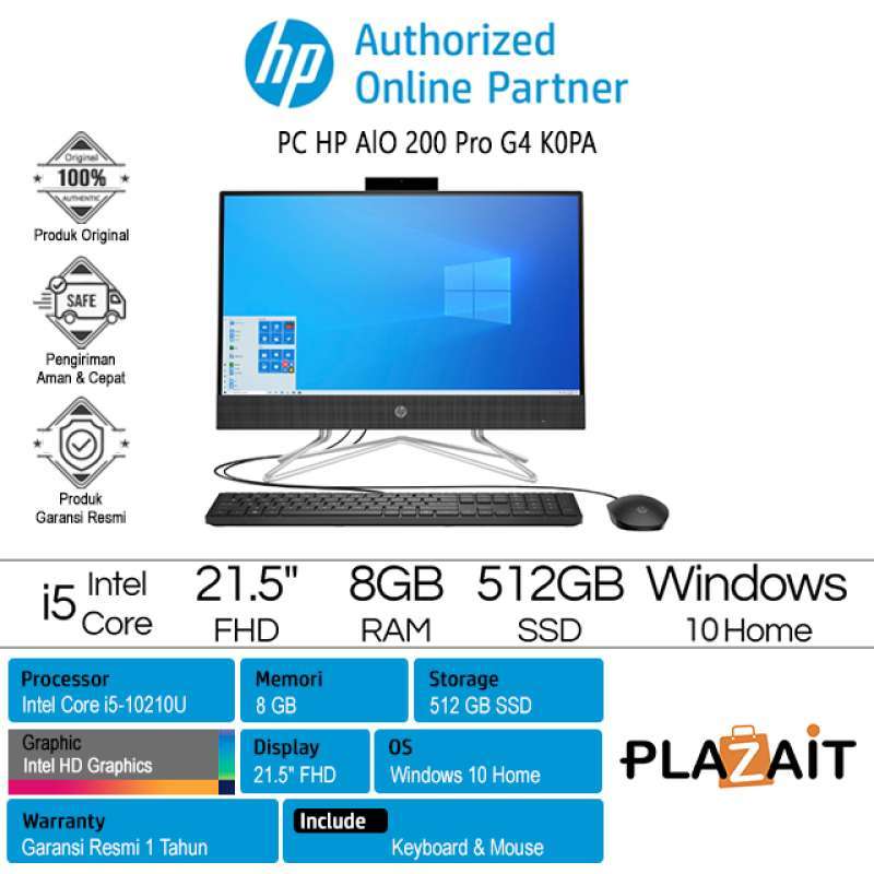 Promo Pc Hp Alo 200 Pro G4 - 614k0pa /intel Core I5-10210u/8gb/512gb ...