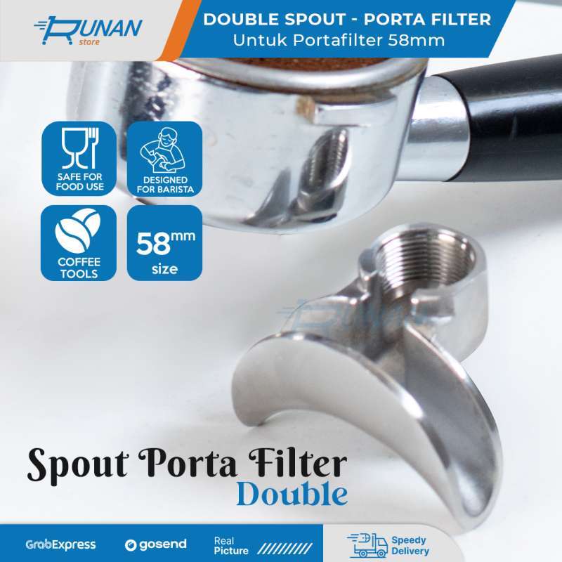 Portafilter Double Spout Open 58mm Spout Splitter Nozzle Mesin Kopi
