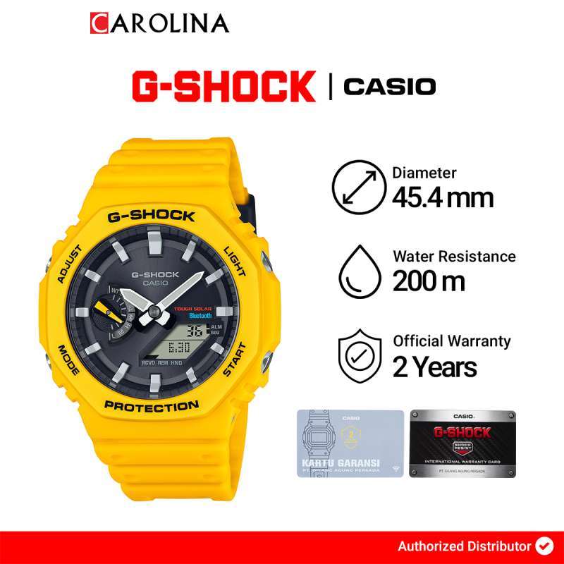 Jam Tangan Pria Casio G-SHOCK Special Color GA-B2100C-9A Tough Solar  Digital Analog Dial Yellow Resin Strap
