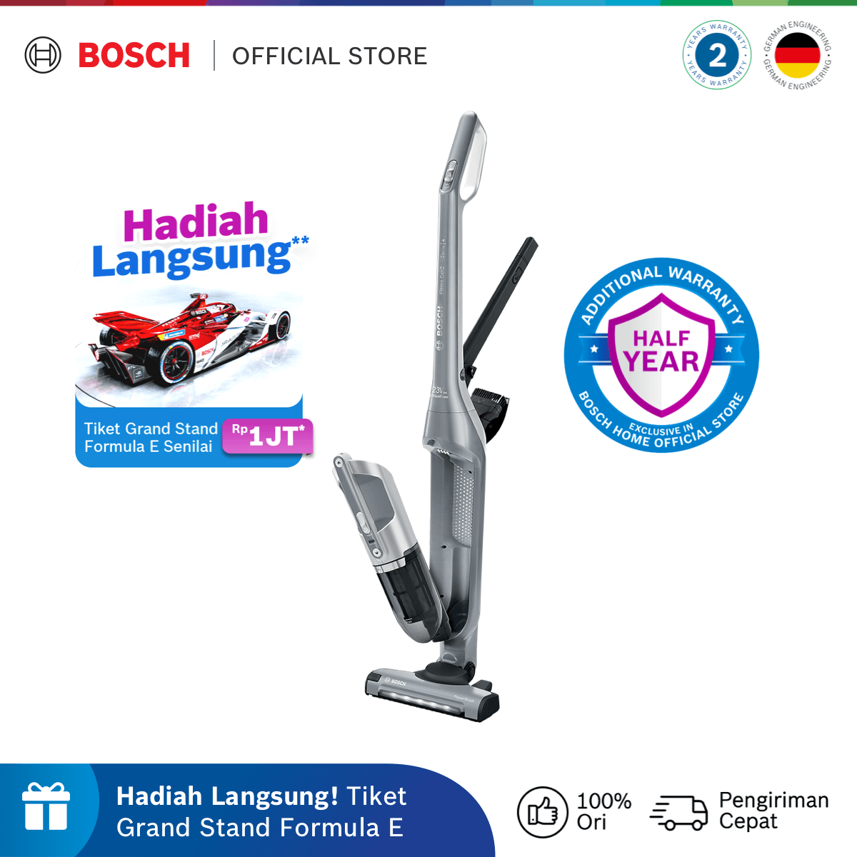 Promo Bosch Rechargeable Vacuum Cleaner Flexxo Gen2 Silver BCH3K2301