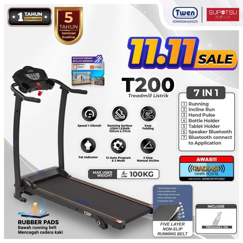Twen T200 T200 New T200 New M Treadmill Elektrik Motorized Treadmill Listrik Treadmil Aplikasi