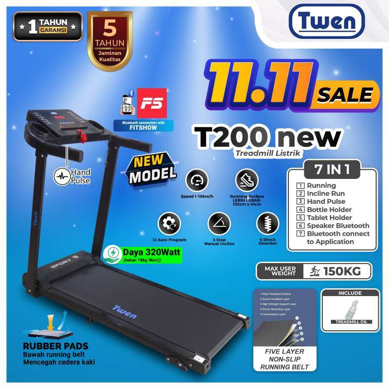 Twen T200 Treadmill Elektrik Motorized Treadmill Listrik Treadmil Aplikasi